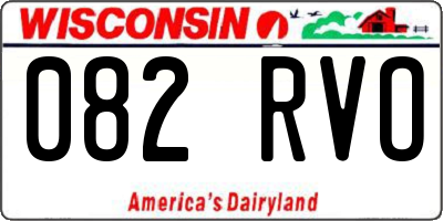 WI license plate 082RVO