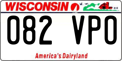 WI license plate 082VPO