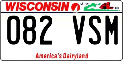 WI license plate 082VSM