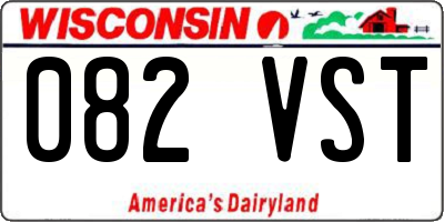 WI license plate 082VST