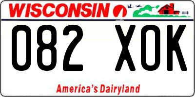 WI license plate 082XOK