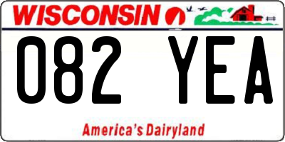 WI license plate 082YEA
