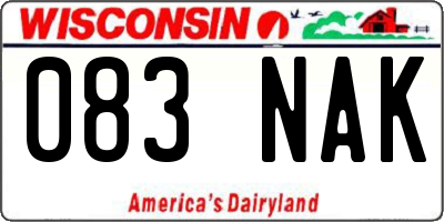 WI license plate 083NAK