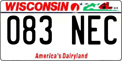 WI license plate 083NEC