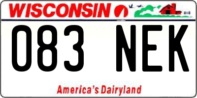 WI license plate 083NEK