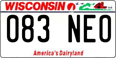 WI license plate 083NEO