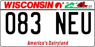 WI license plate 083NEU