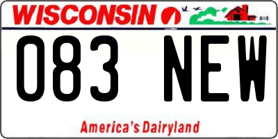 WI license plate 083NEW