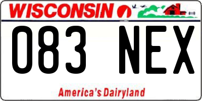 WI license plate 083NEX