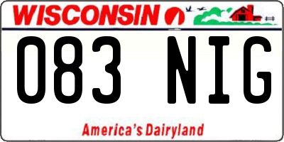 WI license plate 083NIG