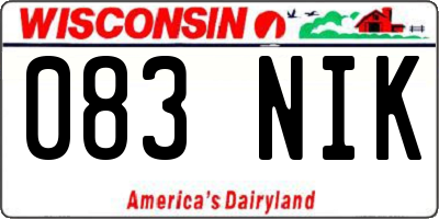WI license plate 083NIK