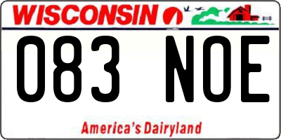 WI license plate 083NOE