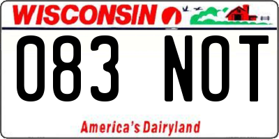 WI license plate 083NOT