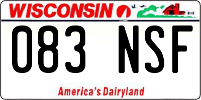WI license plate 083NSF