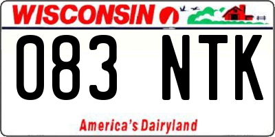 WI license plate 083NTK