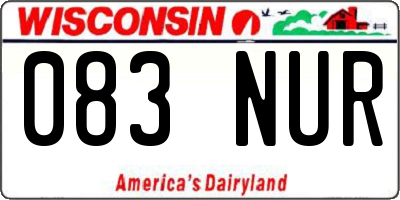WI license plate 083NUR