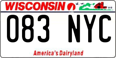WI license plate 083NYC