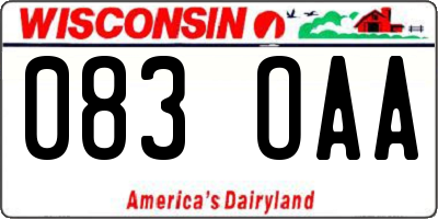 WI license plate 083OAA
