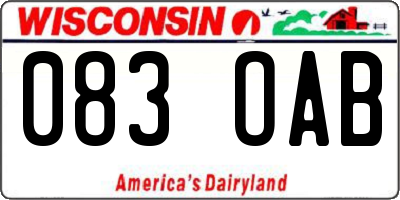 WI license plate 083OAB