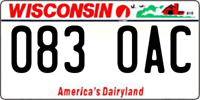 WI license plate 083OAC
