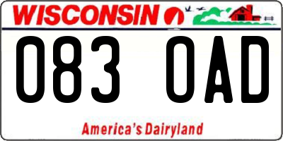 WI license plate 083OAD