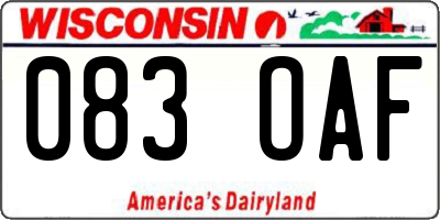 WI license plate 083OAF