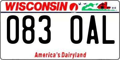 WI license plate 083OAL