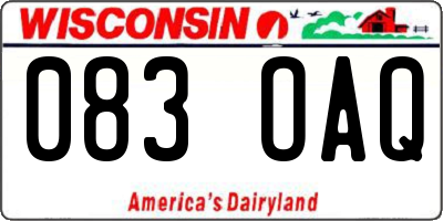WI license plate 083OAQ