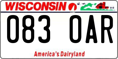 WI license plate 083OAR