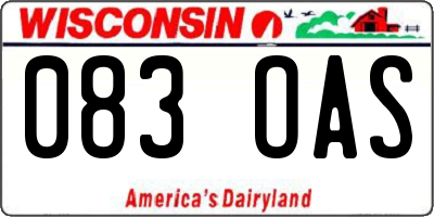 WI license plate 083OAS