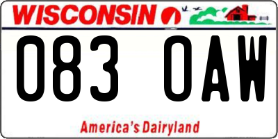 WI license plate 083OAW