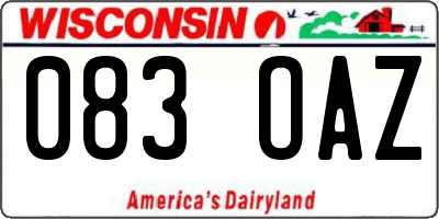 WI license plate 083OAZ