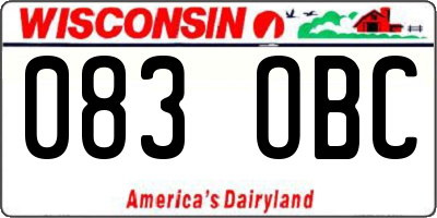 WI license plate 083OBC