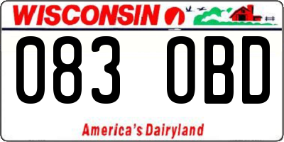 WI license plate 083OBD