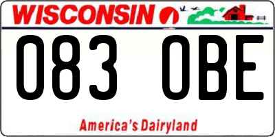 WI license plate 083OBE