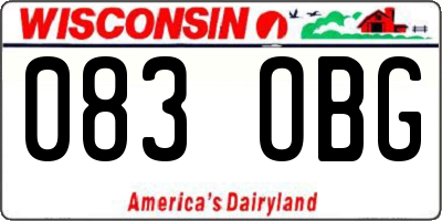 WI license plate 083OBG