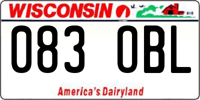 WI license plate 083OBL