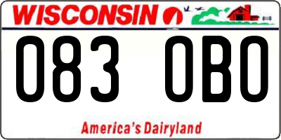 WI license plate 083OBO