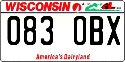 WI license plate 083OBX