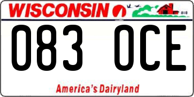 WI license plate 083OCE