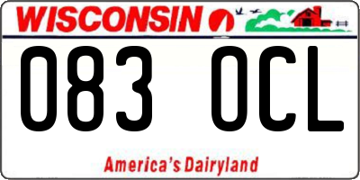 WI license plate 083OCL