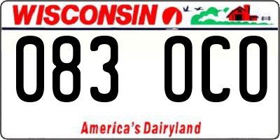 WI license plate 083OCO