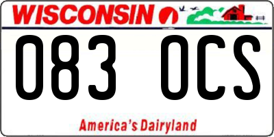 WI license plate 083OCS