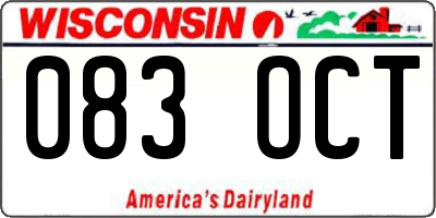 WI license plate 083OCT
