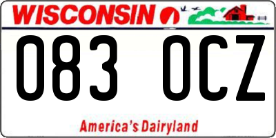 WI license plate 083OCZ