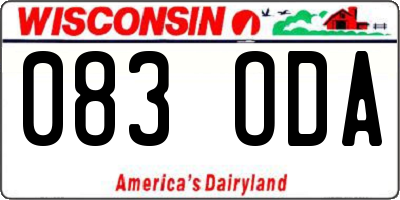 WI license plate 083ODA