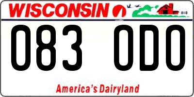 WI license plate 083ODO