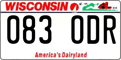 WI license plate 083ODR