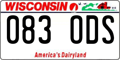 WI license plate 083ODS