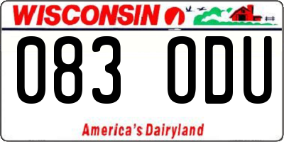 WI license plate 083ODU